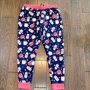 dELiA*s Navy and pink fleece Pajama Pants with Coffee Mug Print size 1X